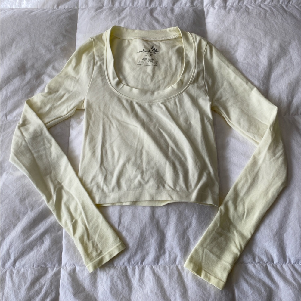 Free People Cream Long Sleeve Top